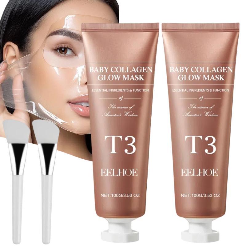 Collagen Glow Mask, 2 Counts set Peel Off Mask for Christmas Gift, Moisturizing Facial Mask, Face Care Product for Women & Men Daily Use & Overnight Use