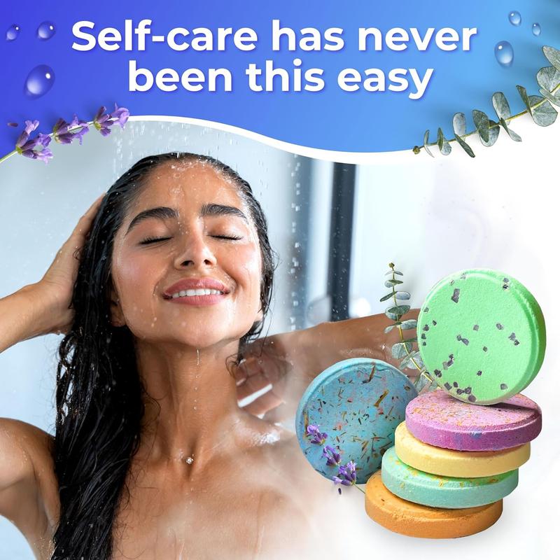 Cleverfy Shower Steamers Aromatherapy - Christmas Box of 6 Premium Shower Bombs with Essential Oils. Self Care Christmas Gifts for Teen Girls and Women. Blue Set