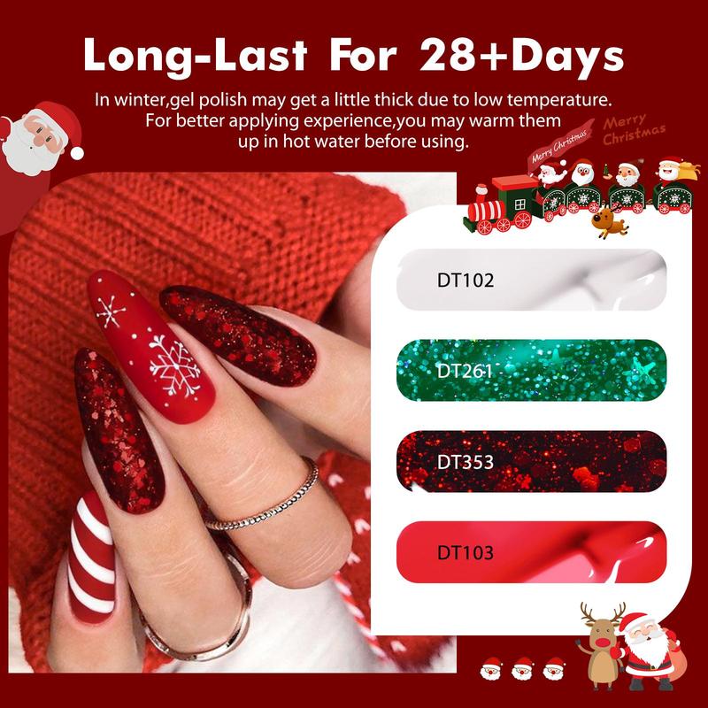 Color Gel Nail Polish Set, 12pcs set Winter Colors Semi Permanent Sparkle Gel Nail Varnish, UV LED Soak Off Gel Nail Polish