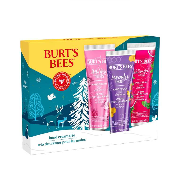 Burt's Bees Holiday Gift, Hand Cream Trio Set (Pack of 3) | Lavender Honey, Watermelon Mint, Wild Rose Berry | Shea Butters | Stocking Stuffer