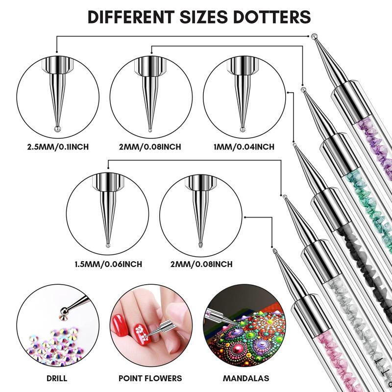 Makartt Nail Art Brushes Set 5PCS Double-End Nail Design Brushes Dotting Pen,Multifunctional Liner Brush for Nails Gel Polish Painting Brush for Ombre Nails Gel Paint for Nail Salon Home DIY Nails Acrylic Crystal