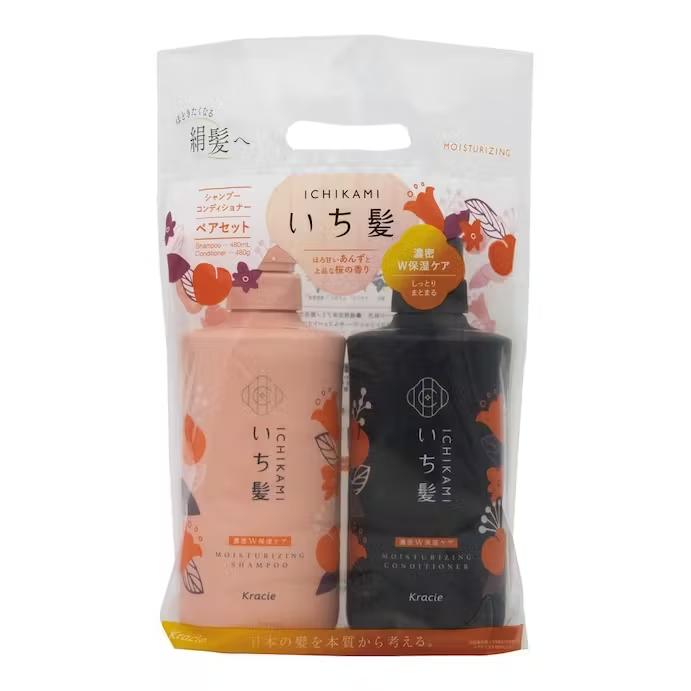 Kracie Ichikami Dense Double Moisturizing Care Shampoo & Conditioner Pair Set (480ml+480g)