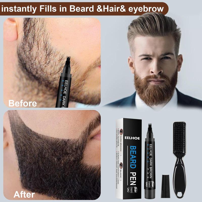 Waterproof Beard Filling Pen Set, 2 Counts set Beard Brush, Professional Beard Styling Tool for Men, Makeup Accessories