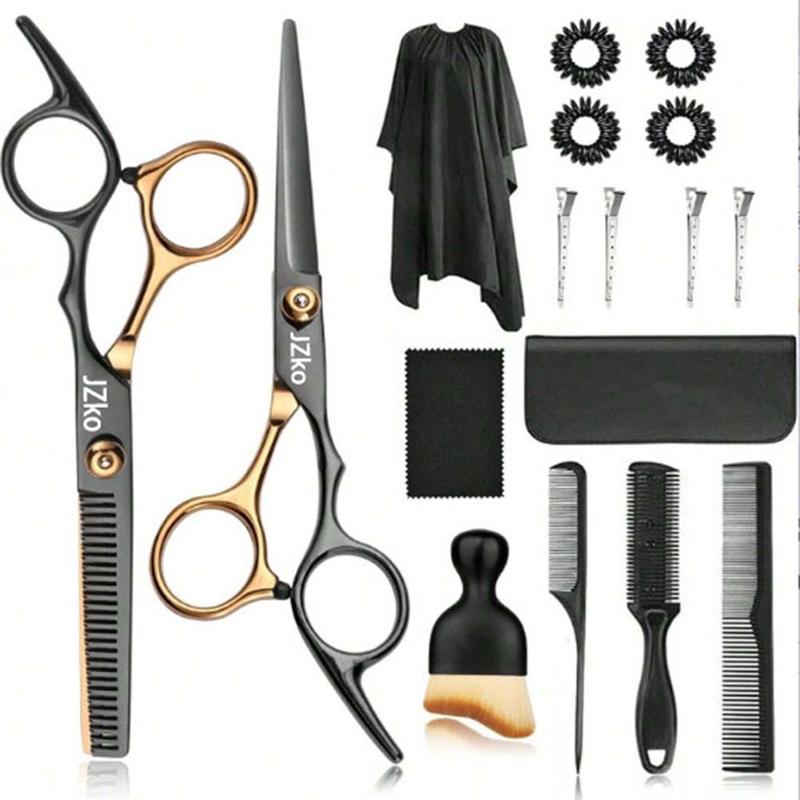 Heatless Hair Cutting Set, 17pcs set Hairdressing Shears Kit with Haircut Accessories, Hair Cutting Scissors Shears Kits, Summer Hairdressing Scissors for Slick Back Locs