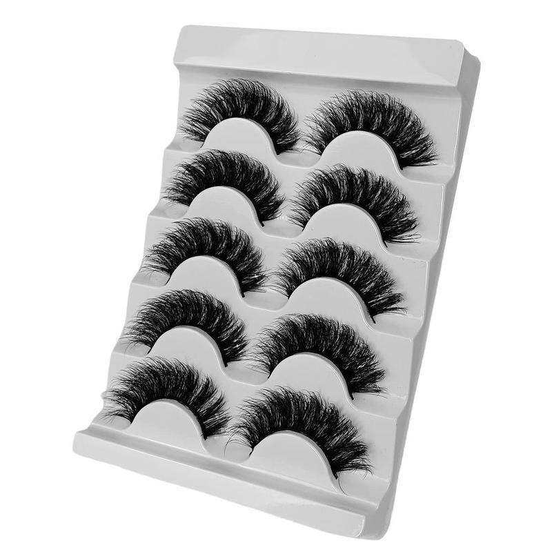 3D False Eyelashes, 5 Pairs set Faux Cluster Natural Curling Eyelashes, Full Volume Fake Eyelash for Lashes Extensions, Volumized False Eyelashes for Women and Girls Eye Makeup Enhancement