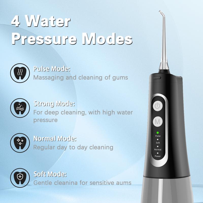 Purehealth Water Flosser Oral Rinser, Wireless Portable Gums and Teeth Stubborn Stain Cleaner, 4 Modes and 4Replacement Heads, Take Care of Oral Health, IPX7 Waterproof, Essential for Travelling, Home and Daily Use, 300ML Water Tank Cordless Gift