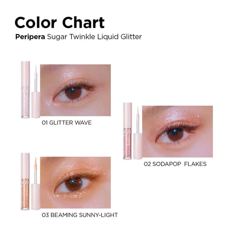 [Peripera] Sugar Twinkle Liquid glitter (2 Colors), Shimmer, Highlighter, Dewy Finish, Glitter Flex, Dazzling Moments, Opal Holographic, Pink Holographic Glitter, Thin and Delicate Brush Tip, Korean Beauty Makeup,