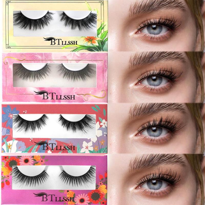 Fluffy False Eyelashes, 24 Pairs Natural Look Eyelash Extensions, Self Grafting Curl Eyelashes, Eye Makeup Enhancement False Eyelashes for Women & Girls