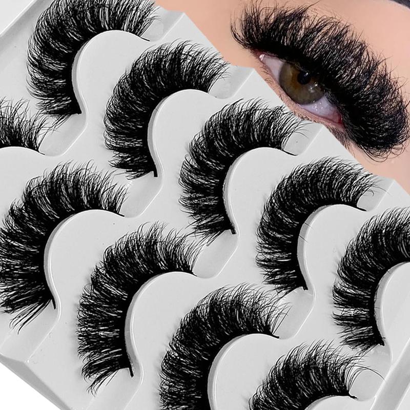 3D False Eyelashes, 5 Pairs set Faux Cluster Natural Curling Eyelashes, Full Volume Fake Eyelash for Lashes Extensions, Volumized False Eyelashes for Women and Girls Eye Makeup Enhancement