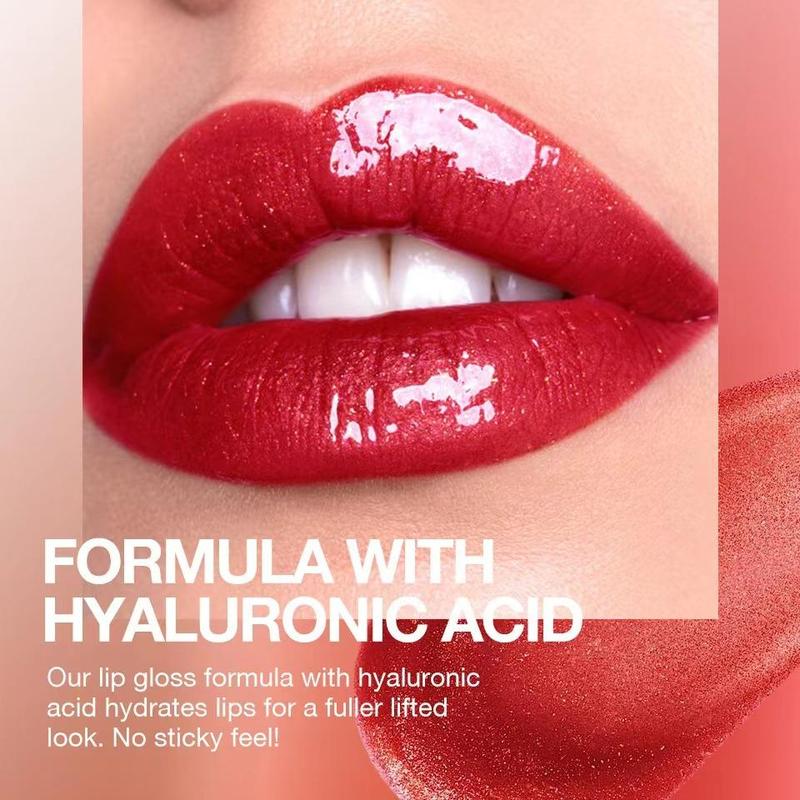 3ml Hyaluronic Acid Shimmer Lip Gloss, 1 Count Tinted Moisturizing Liquid Lip Balm, Glossy Lip Glaze Stick, Plumping Lip Oil Lip Stick for All Occasions Makeup, Girls and Women, Christmas Gift