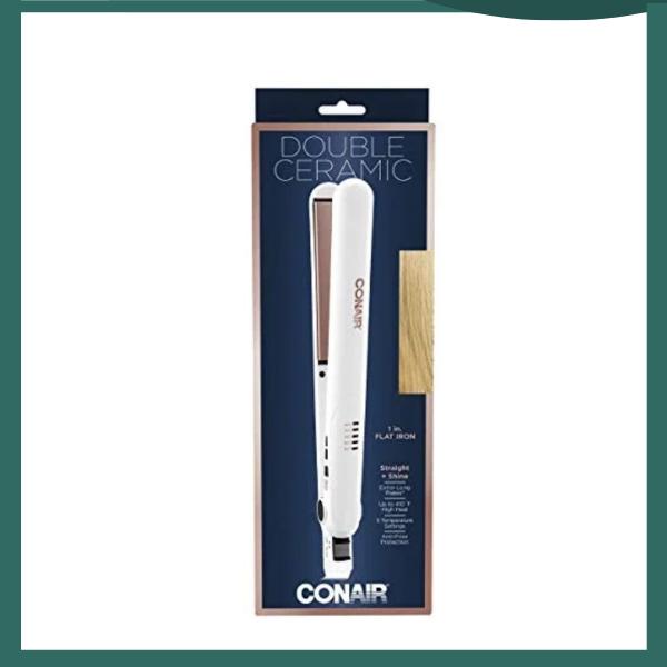 Conair Double Ceramic Flat Iron, 1.0-Inch, Straight & Shine, For All Hair Types and Textures, Rose Gold CS221N