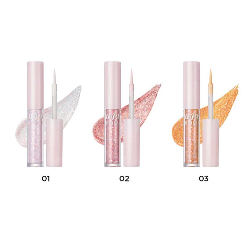 [Peripera] Sugar Twinkle Liquid glitter (2 Colors), Shimmer, Highlighter, Dewy Finish, Glitter Flex, Dazzling Moments, Opal Holographic, Pink Holographic Glitter, Thin and Delicate Brush Tip, Korean Beauty Makeup,