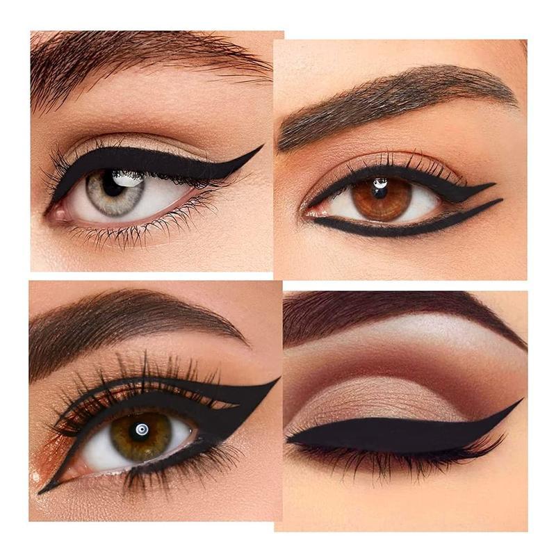 MISS ROSE 2Pcs Black Gel Eyeliner Pencil Set,Eye LinerWaterproof Smudge Proof, Cat Eye MakeupStencil,Eye Black Smokey Eyeshadow PaletteStick,Goth Halloween Makeup