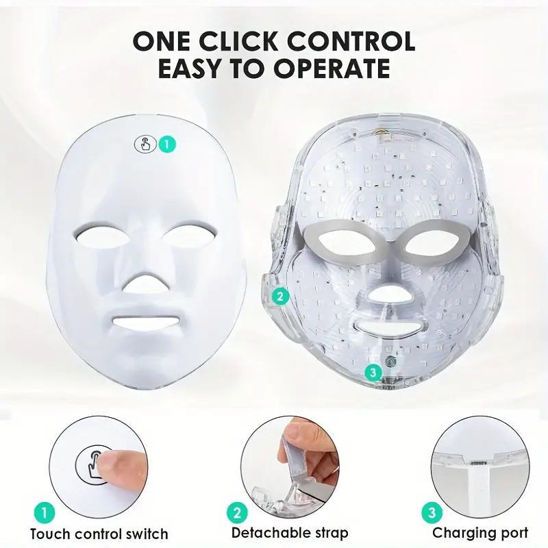 7 Color Touchable Led Facial Mask, USB Rechargeable Skin Care Mask, Professional Skincare Tools For Women, Facial Comfort Beauty Instrument for Spring