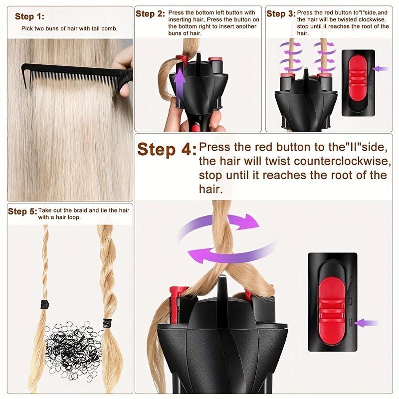 Automatic Hair Braider Without Battery, Electric Hair Twisting Tool, 360 Degree Rotating Smart Hair Rolling Twisting Tool, Suitable for DIY Hair, Christmas Gift, Stocking Fillers, Winter & New Year Gift, Gift Set