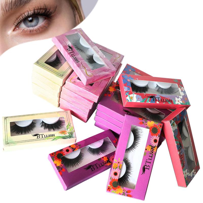 Fluffy False Eyelashes, 24 Pairs Natural Look Eyelash Extensions, Self Grafting Curl Eyelashes, Eye Makeup Enhancement False Eyelashes for Women & Girls