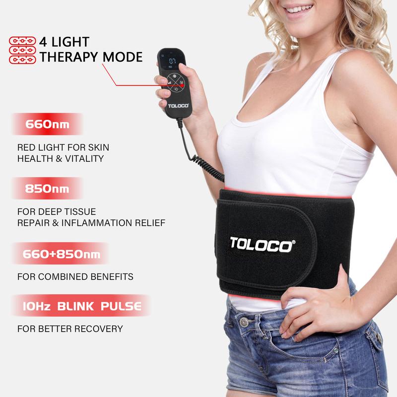 Upgraded 3-in-1 Infrared Light Therapy Belt for Effective Body Pain Relief: 660nm & 850nm LED Beads for Shoulder and Waist, Featuring Timer Function