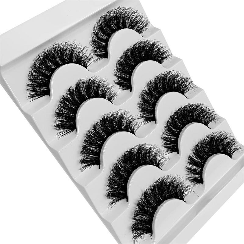 3D False Eyelashes, 5 Pairs set Faux Cluster Natural Curling Eyelashes, Full Volume Fake Eyelash for Lashes Extensions, Volumized False Eyelashes for Women and Girls Eye Makeup Enhancement