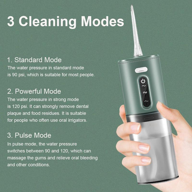 Portable Electric Oral Irrigator, 1. Set Cordless Electric Oral Irrigator with Nozzles, Teeth Gum Care Tongue Cleaning Plaque Removal Kit, Oral Care Appliances for Home and Travel