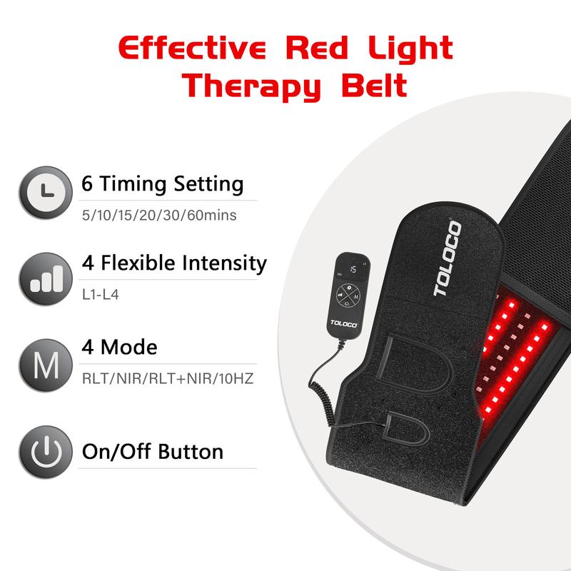 Upgraded 3-in-1 Infrared Light Therapy Belt for Effective Body Pain Relief: 660nm & 850nm LED Beads for Shoulder and Waist, Featuring Timer Function