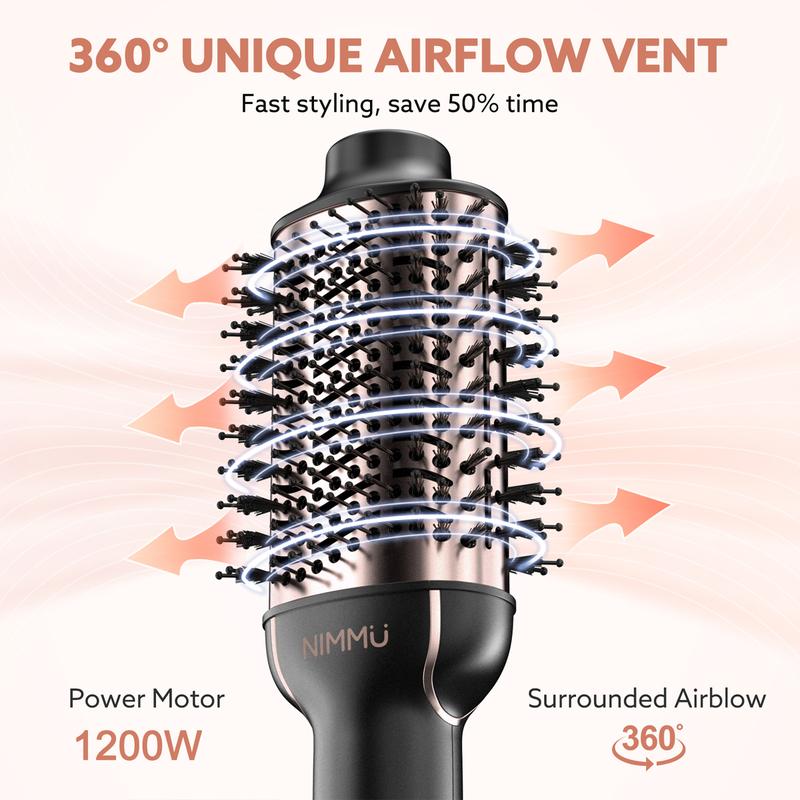 NIMMU Blow Hair Dryer Comfort Comb Multifunctional Negative Ion Anti-frizz Ceramic Titanium Barrel Hot Air Straightener Brush Fast Drying Smooth Hair Styling Tool, Hairdressing Volumizing, Halloween Christmas Fall Winter Girlfriend Women Birthdays Gifts