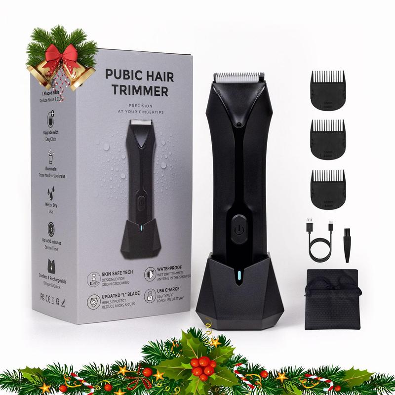 Electric Hair Trimmer for Men, 1 Box Rechargeable Waterproof Electric Ball Trimmer with Positioning Combs & Cleaning Brush & Base, Men's Grooming Tool