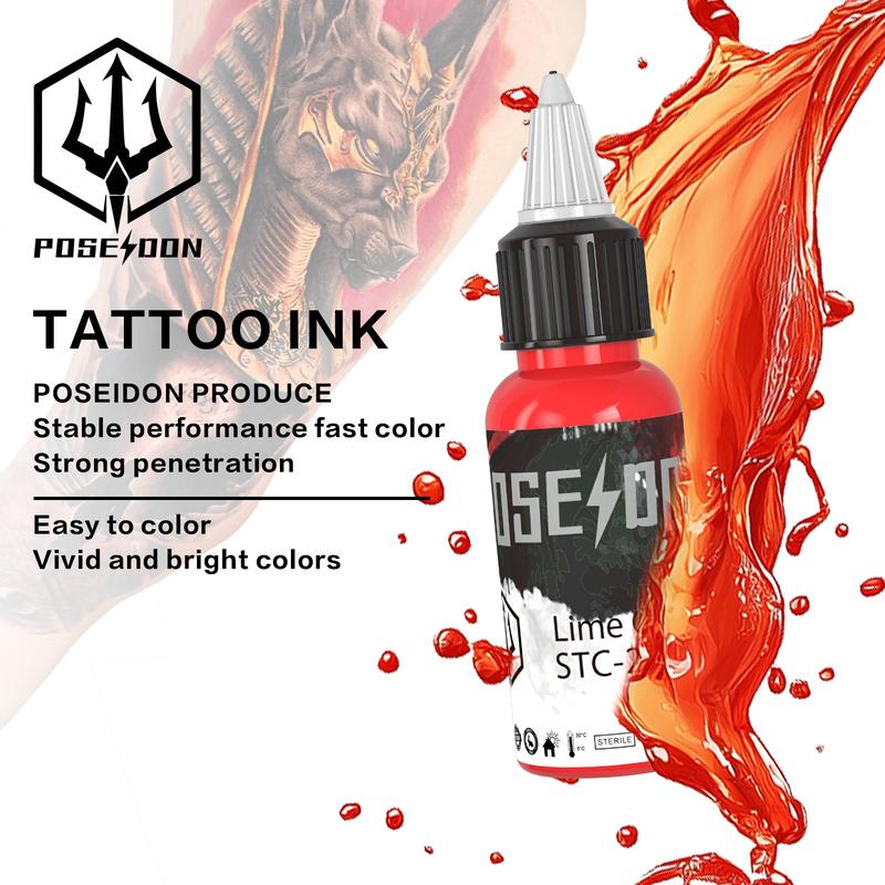 POSEIDON Professional Tattoo Ink Color Set 12 Colors with 30 ml 1oz per Bottle Tattoo Ink Set for Tattoo Artist and Beginners Tattoo Supplies Tattoo Ink Set