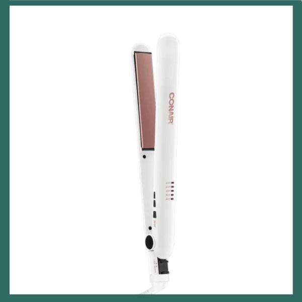 Conair Double Ceramic Flat Iron, 1.0-Inch, Straight & Shine, For All Hair Types and Textures, Rose Gold CS221N