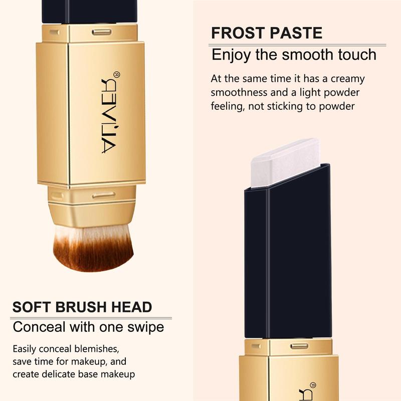 Aliver 2-in-1 Concealer Stick Foundation with Cosmetic Brush Concealer, Full Coverage Pore 01 Color and Aliver Liquid Foundation Sunscreen Base Makeup Plus Pink Makeup Brush