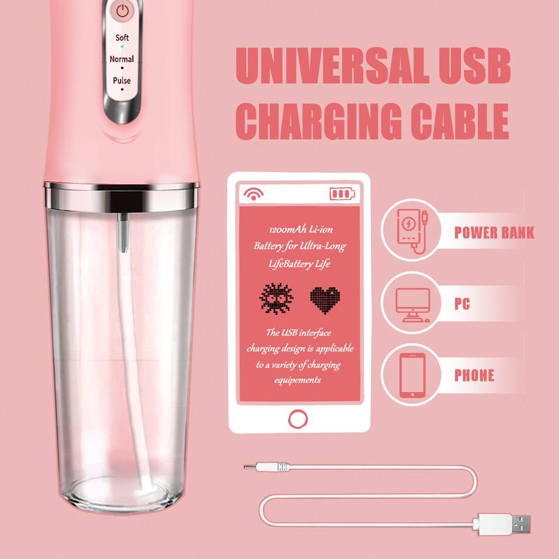 Christmas Gift Rechargeable Pink Burst Water Flosser Portable Teeth Cleanser for Braces, Oral Dental Irrigator Cordless Waterproof Cleaning Tool