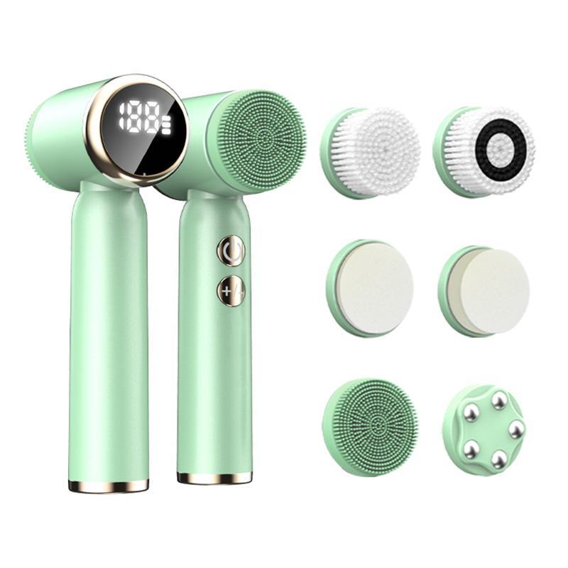 Electric Facial Cleansing Brush, 1 Box Facial Skin Care Brush with 6 Counts Replacement Brush Heads, Facial Massage Brush for Women & Men