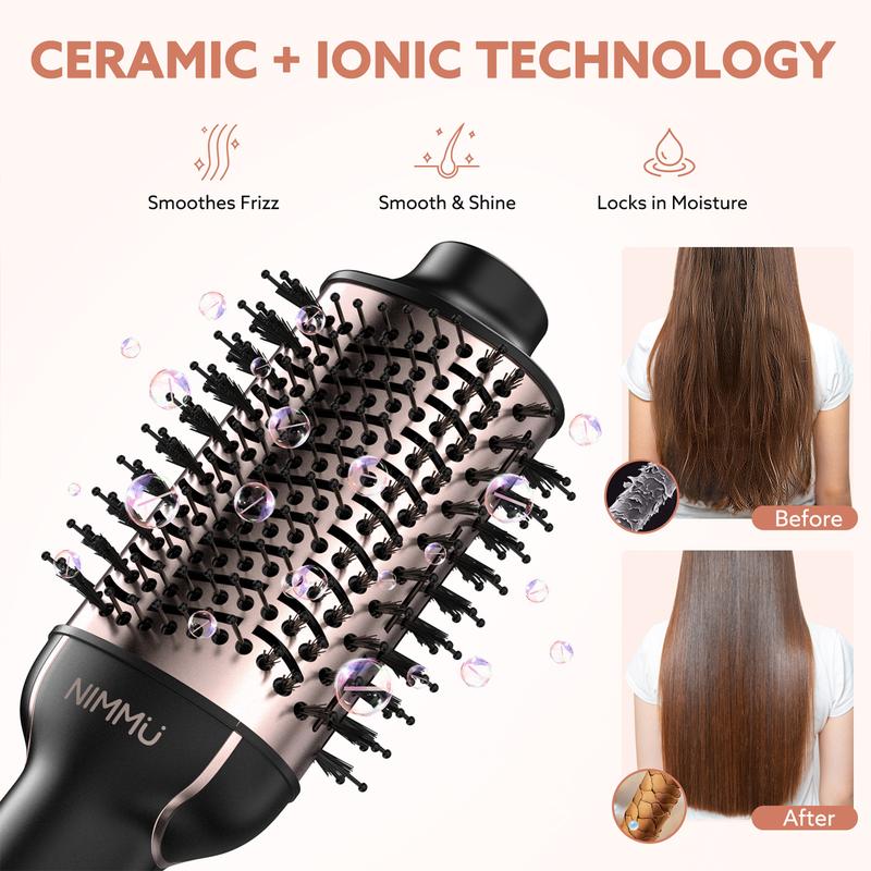 NIMMU Blow Hair Dryer Comfort Comb Multifunctional Negative Ion Anti-frizz Ceramic Titanium Barrel Hot Air Straightener Brush Fast Drying Smooth Hair Styling Tool, Hairdressing Volumizing, Halloween Christmas Fall Winter Girlfriend Women Birthdays Gifts