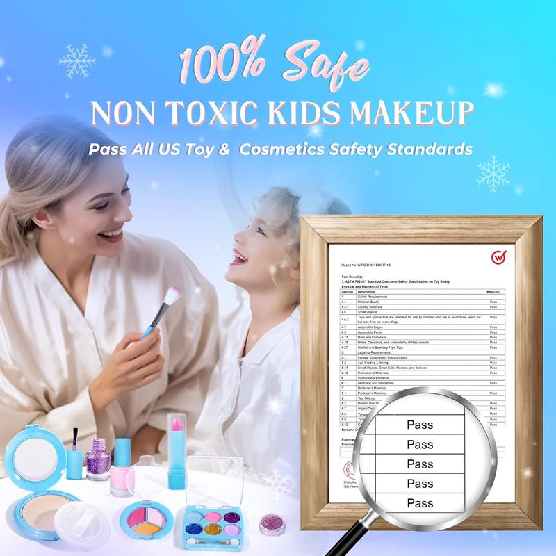 Kids Makeup Kit , Frozen Makeup Set , Real Washable Makeup Kit for Girls, Birthday Christmas Princess Gifts for Girls Kids Toddlers