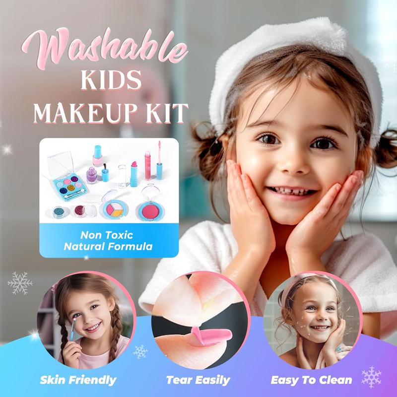 Kids Makeup Kit , Frozen Makeup Set , Real Washable Makeup Kit for Girls, Birthday Christmas Princess Gifts for Girls Kids Toddlers