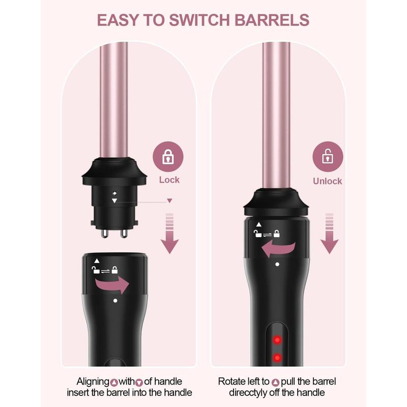 3 in 1 Curling Iron, Curling Wand Set with Curling Brush 3 Interchangeable Ceramic Curling Wands (0.5