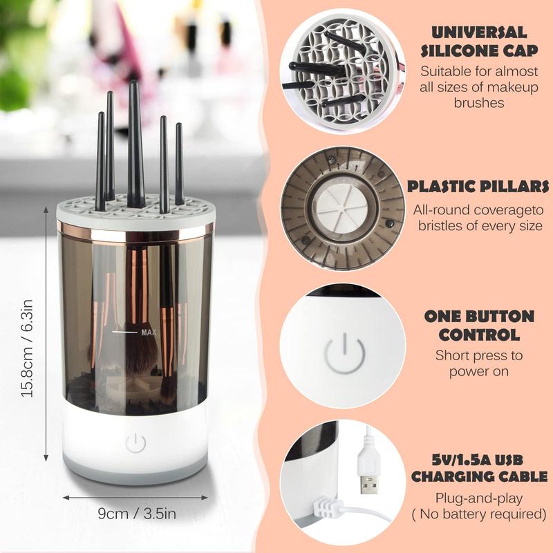 Electric Makeup Brush Cleaner, Makeup Brush Cleaner Machine with Brush Clean Mat, Automatic Cosmetic Brush Cleaner Makeup Brush Tools for All Size Beauty Makeup Brushes Set, Gift for Women Wife Friend