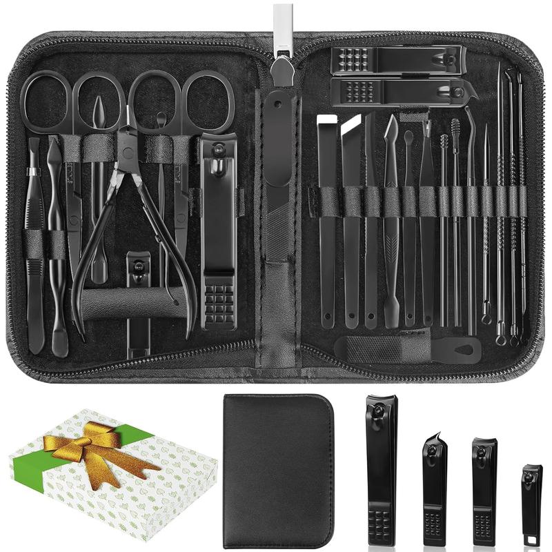 Manicure Set Professional Nail Clipper Kit 26 Pieces Nail Care Tools for Travel & Grooming (Black) stainless steel acrylic automatic Durable Big Opening Nail Clipper Electric Nail Clipper with Polishing Tool affordable anti-splash Jaw Nail Clipper set man