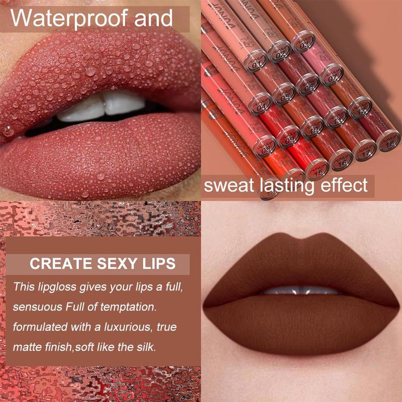 2 in 1 Matte Waterproof Long-lasting Lip Gloss, 2 Counts set Moisturizing Lip Oil, Non-stick Cup Non-fading Lipstick, Perfect Gift for Women, Christmas Gift