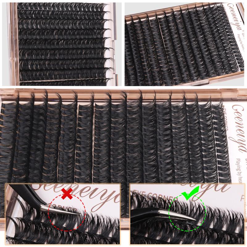 Volume Lash Clusters Kit DIY Lash Extension Kit D Curl Eyelash Extensions with Lash Bond and Seal Waterproof Tweezers,10-14mm Eye Corner Eyelashes and 16-18MM Cluster Lashes(300PCS,80D+100D)