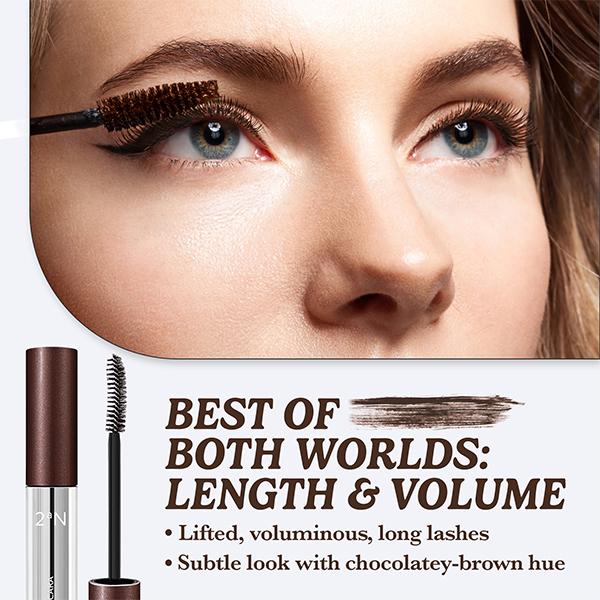 2aN Long and Curling Mascara in Chocobrown - Official Product Volumizing Mascara Waterproof - Curling Telescopic Mascara Volume and Length (0.26 oz)