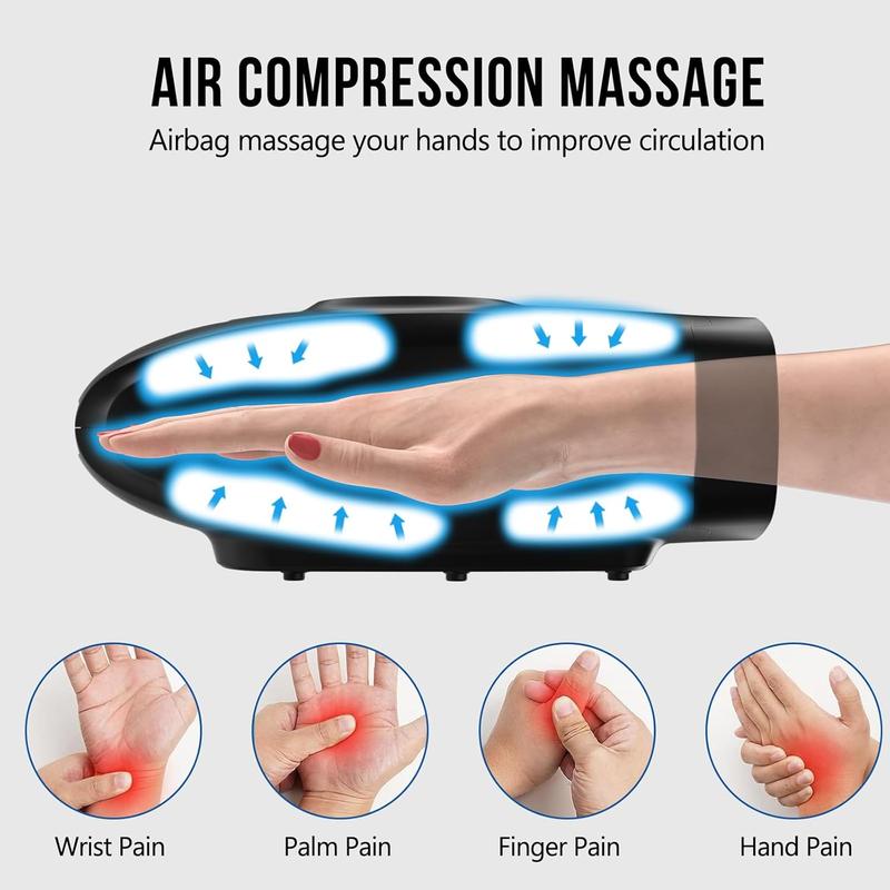 Cotsoco Cordless Hand Massager Machine with Heat and Compression, 6 Levels Shiatsu Massager for Finger Wrist Hand,Comfort Christmas Gift for Mom Girls