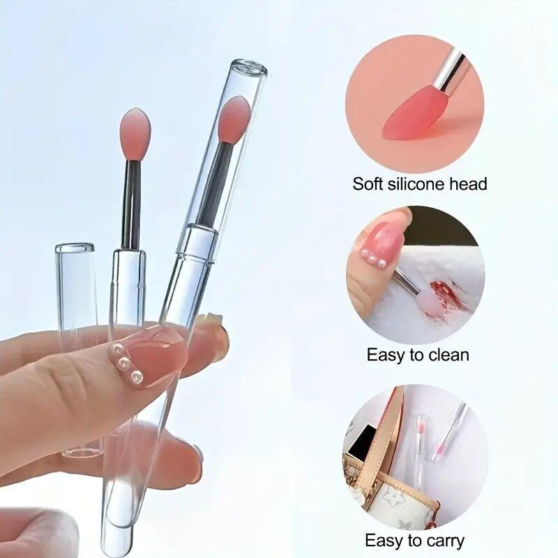 Silicone Lip Brush Set, 12pcs Portable Multi-function Makeup Brushes for Lipstick Eyeshadow, Professional Makeup Tools for Women