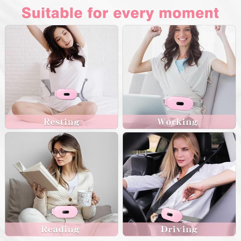 Heating Pads, Period Cramp Massager Portable Cordless Heating Pad with 6 Heat Levels 6 Massage Modes for Back Pain Relief Menstrual Heating Pad, Pink