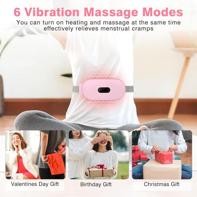 Heating Pads, Period Cramp Massager Portable Cordless Heating Pad with 6 Heat Levels 6 Massage Modes for Back Pain Relief Menstrual Heating Pad, Pink