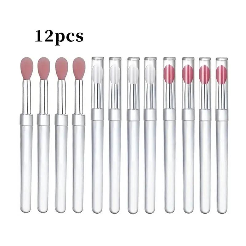 Silicone Lip Brush Set, 12pcs Portable Multi-function Makeup Brushes for Lipstick Eyeshadow, Professional Makeup Tools for Women