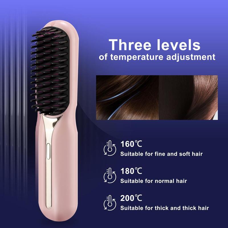 Cordless Hair Straightener, Electric Hair Straightening Brush, 3-speed Adjustable Temperature Straightening Styling Comb, Christmas Gift