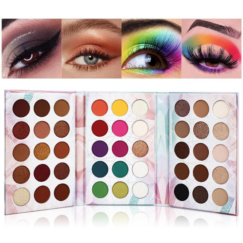 Eye Makeup Set, 45 Color Eyeshadow Palette & 3 in 1 Eyebrow Makeup & 7 Counts Eyeliner Set, Professional Makeup Set for Women & Girls