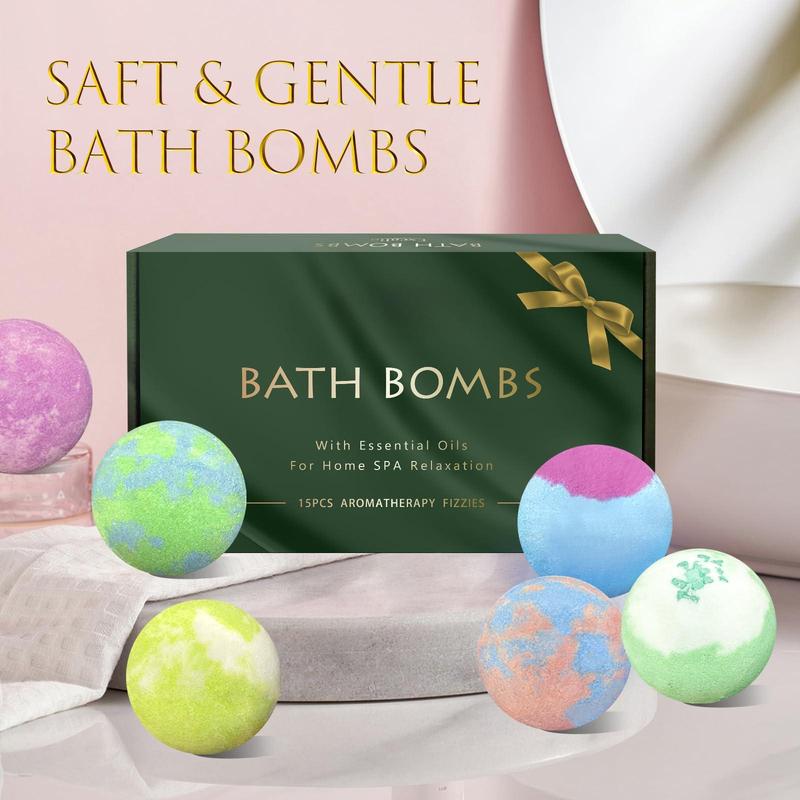 15pcs Bath Balls Gift Set for Women, Handmade Bubble Bath Balls, Christmas Relaxation Gift