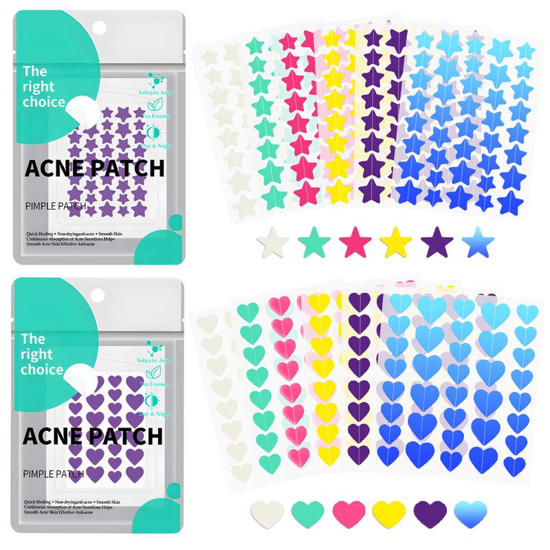 Pimple Patch for face, 2 sizes  Star Patch (240pcs) and Love Patch (216pcs)，Hydrocolloid Acne Patches，Witch Hazel Extract & Tea Tree Oil ， Skincare Skin Repair