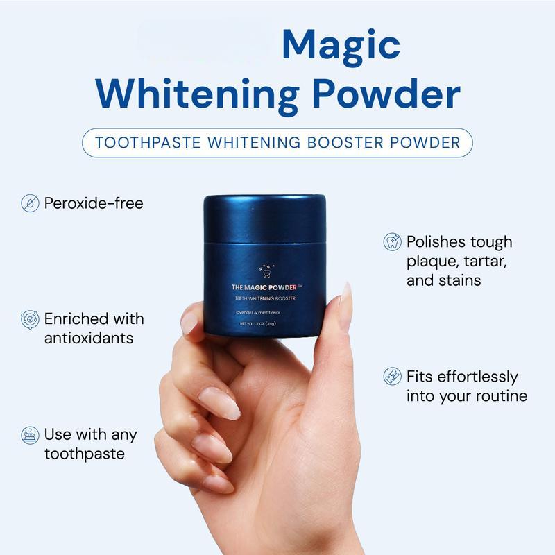 Teeth Whitening Magic Powder | Adds Whitening Effects to Any Toothpaste | Infused with Calcium Carbonate for White Teeth | Lavender & Mint